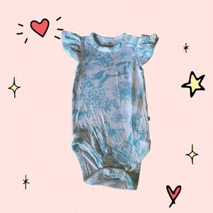 Posh Peanut Parz Floral Blue Kids Onesie 0-3 months